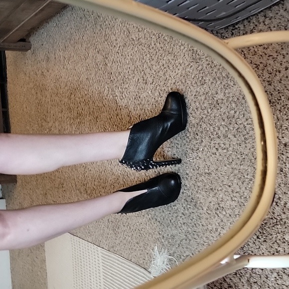 BCBGMaxAzria Black Leather Studded Ankle Bootie - Picture 7 of 8